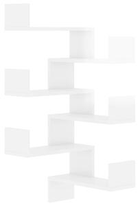 Półki ścienne narożne, 2 szt., białe z połyskiem, 40x40x50 cm