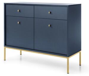 Komoda z drzwiami i szufladami na złotych nóżkach 104 cm Amor Granatowa