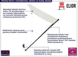 Kremowa markiza tarasowa z oświetleniem LED - Ksoni