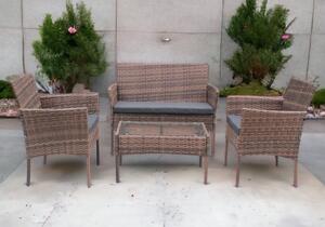 Zestaw mebli ogrodowych - sofa fotele i stolik Natal jasny brąz
