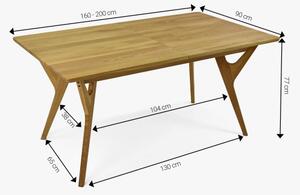 Solidny dębowy stół do jadalni, Avano 160-200 x 90 cm