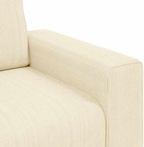 Sofa dwuosobowa, kremowa, 180x77x82 cm, tkanina sztruksowa