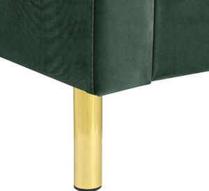 Łóżko welurowe zielone 160 x 200 cm szerokie wezgłowie drewniane nogi Villette Beliani