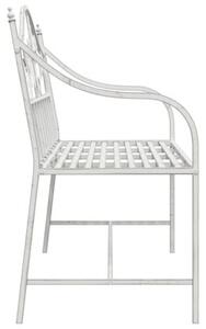 Ławka ogrodowa antyczna biel 104 x 52,5 x 89 cm stal