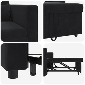 Sofa 3w1 z aksamitu - czarna, nowoczesny design i komfort w jednym