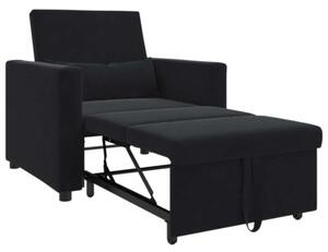 Sofa 3w1 z aksamitu - czarna, nowoczesny design i komfort w jednym