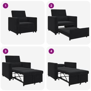 Sofa 3w1 z aksamitu - czarna, nowoczesny design i komfort w jednym