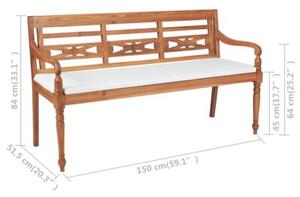 Ławka batavia z poduszkami, 150 cm, drewno tekowe