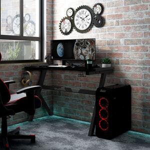 Czarne biurko gamingowe z podświetleniem LED - Diarf