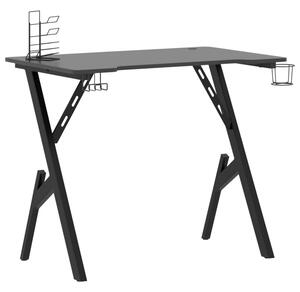 Czarne biurko gamingowe z metalowym stelażem - Beiner