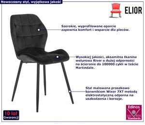 Czarne nowoczesne welurowe krzesło - Edro 3X