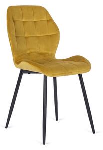 Musztardowe welurowe krzesło do stołu - Edro 3X