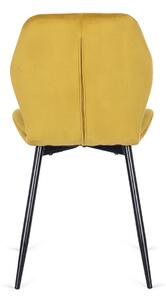 Musztardowe welurowe krzesło do stołu - Edro 3X