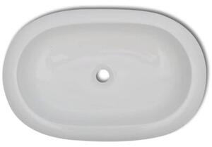 Umywalka z baterią mieszającą, ceramiczna, owalna, biała