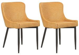 Nowoczesny zestaw 2 krzeseł do jadalni tapicerowanych żółtych z czarnymi nóżkami Everly Beliani