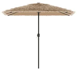 Parasol ogrodowy z LED, stalowy słupek, brązowy, 248x248x248 cm
