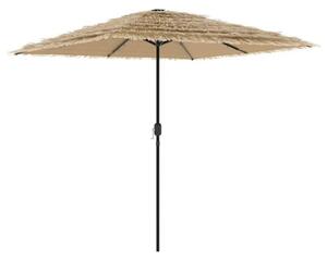 Parasol ogrodowy z LED, stalowy słupek, brązowy, 248x248x248 cm