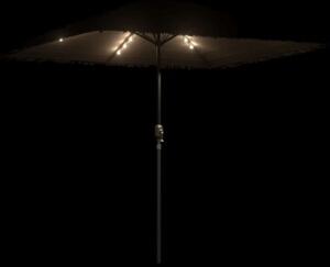 Parasol ogrodowy z LED, stalowy słupek, brązowy, 248x248x248 cm