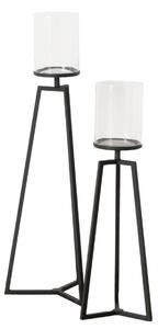 Szklane świeczniki na metalowym stelażu Cosa, 75-95 cm