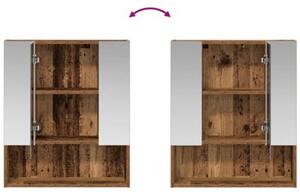 Szafka z lustrem do łazienki stare drewno 60 x 14.5 x 70 cm