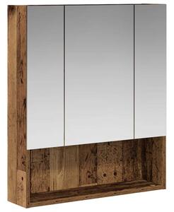 Szafka z lustrem do łazienki stare drewno 60 x 14.5 x 70 cm