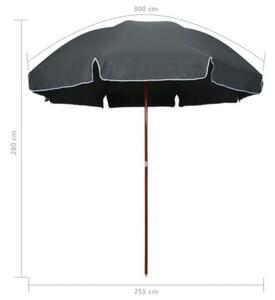 Parasol ogrodowy na stalowym słupku, 300 cm, antracytowy