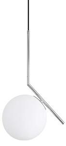 Mleczna kula 20cm - nowoczesna lampa wisząca chrom srebrny