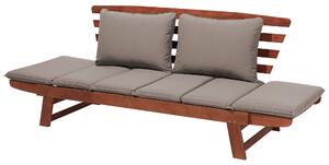 Sofa ogrodowa 2-osobowa regulowane podłokietniki poduchy drewno szary Portici Beliani