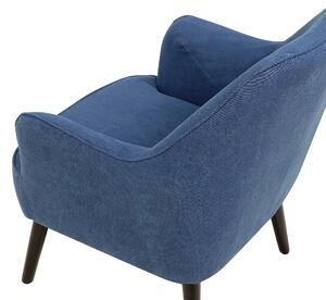 Fotel tapicerowany niebieski drewniane jasne nogi gruba poducha Loken Beliani