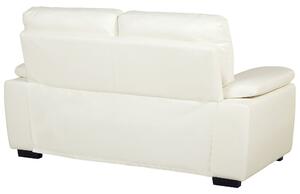 Klasyczna sofa dwuosobowa kanapa tapicerowana ekoskóra kremowa Vogar Beliani