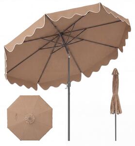 KOMFOTTEU 280 cm parasol ogrodowy z korbk, duy parasol tarasowy, uchylny z marszczonymi krawdziami, parasol z 8 rozpórkami, na pla, do ogrodu, na basen
