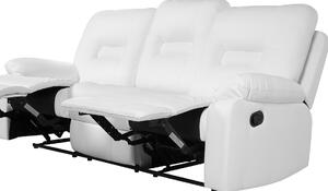 Sofa rozkładana dla 3 osób ekoskóra nowoczesna grube siedzisko biała Bergen Beliani