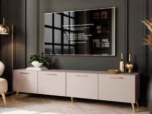 Szafka RTV pod telewizor z drzwiczkami na złotych nóżkach 200 cm Noaé Kaszmir