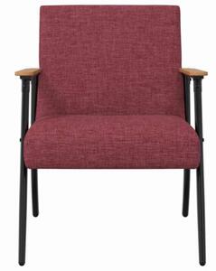 Nowoczesny fotel aksamitny w kolorze czerwonego wina z ergonomicznym designem