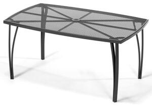 Prostokątny stół ogrodowy o wymiarach 150 x 90 x 71 cm wykonany jest z metalu z czarnym lakierowanym wykończeniem