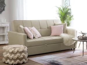 Sofa 3-osobowa rozkładana beżowa tapicerowana pikowana z poduszkami Glomma Beliani