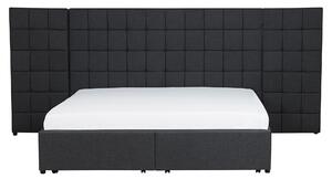 Łóżko ze stelażem wysuwane pojemniki tapicerowane 160 x 200 ciemnoszare Millau Beliani