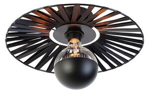 Kinkiet / Lampa scienna czarny 40 cm z górnym lustrem G125 czarny ściemnialny - Leia Oswietlenie wewnetrzne