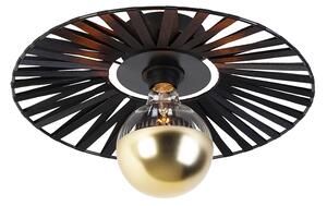 Kinkiet / Lampa scienna czarny 40 cm z górnym lustrem G125 złotym ściemnianym - Leia Oswietlenie wewnetrzne