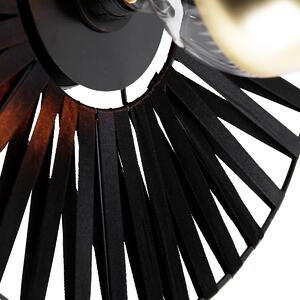 Kinkiet / Lampa scienna czarny 40 cm z górnym lustrem G125 złotym ściemnianym - Leia Oswietlenie wewnetrzne
