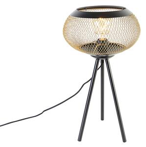 Nowoczesna lampa stołowa na trójnogu czarna ze złotem - Lucas Oswietlenie wewnetrzne