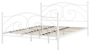 Łóżko metalowe ze zdobioną ramą 180x200 cm białe Dinard Beliani