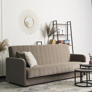 Sofa z Funkcją Spania PORTO Wersalka Rozkładana Dwuosobowa Beżowa Nowoczesna do Salonu