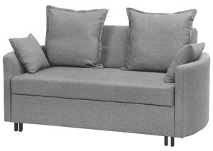 Sofa rozkładana dwuosobowa z funkcja spania poduszkami szara Hovin Beliani