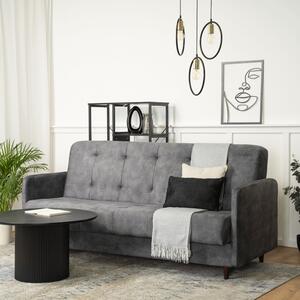 Sofa z Funkcją Spania TIVOLI Wersalka Rozkładana Dwuosobowa Szara Welurowa Nowoczesna do Salonu