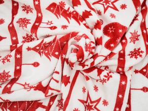 Koc świąteczny z mikroplusze, 150x200 cm biało-czerwony