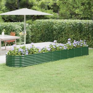 Donica ogrodowa, malowana proszkowo stal, 368x80x36 cm, zielona