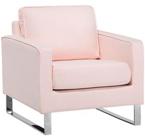 Fotel tapicerowany różowy metalowe nogi ze stali nierdzewnej do salonu Vind Beliani