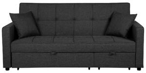 Sofa 3-osobowa rozkładana ciemnoszara tapicerowana pikowana z poduszkami Glomma Beliani