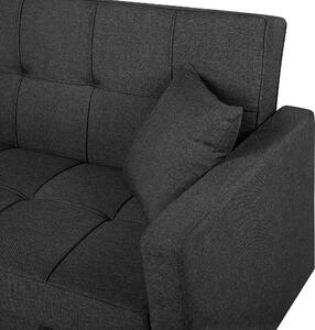 Sofa 3-osobowa rozkładana ciemnoszara tapicerowana pikowana z poduszkami Glomma Beliani